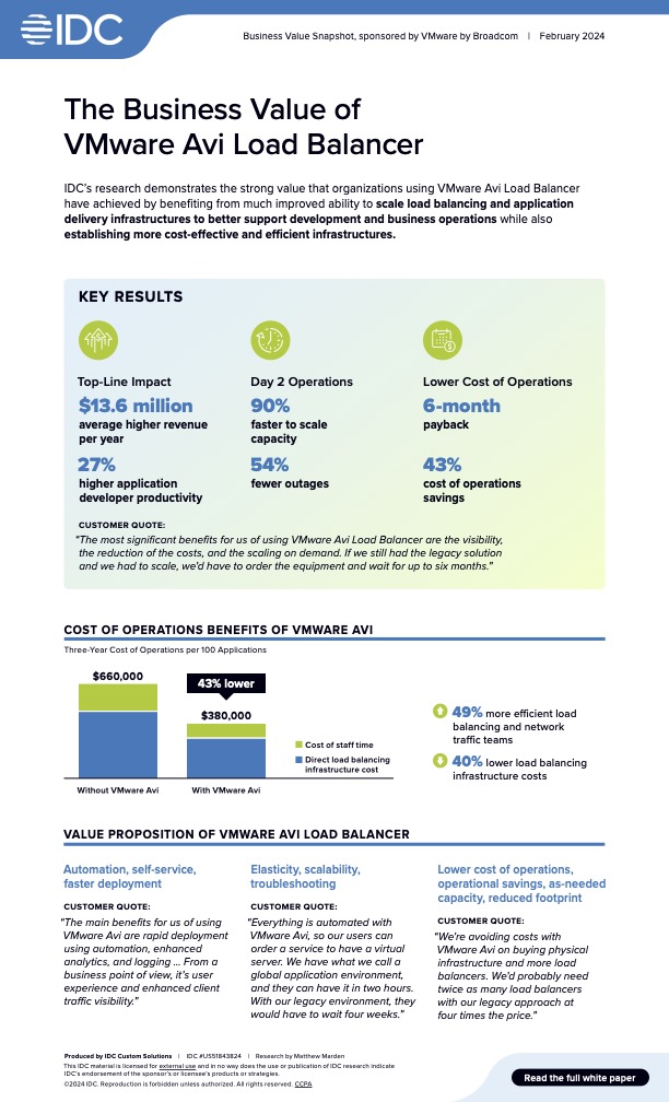 The Business Value of VMware NSX Advanced Load Balancer